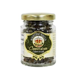 Agostino Recca Capers in Sea Salt - Pickled Capers Best for Sauces, Meats, & Garnishes (2.2 oz)