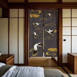 CHGCRAFT Red Crowned Crane Door Curtain Door Curtain Room Divider Curtains Japanese Curtain for Cabinet Door Bedroom Living Room Door, 85×150cm