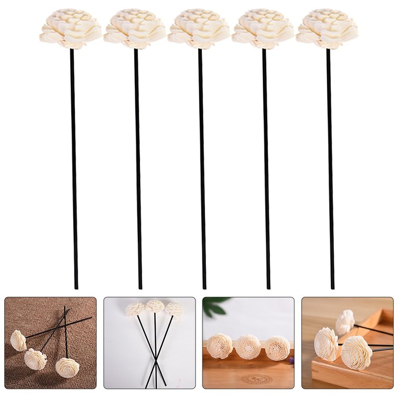 5pcs Rattan Dried Flowers Essential Oil Reed Diffuser Rose Flower
