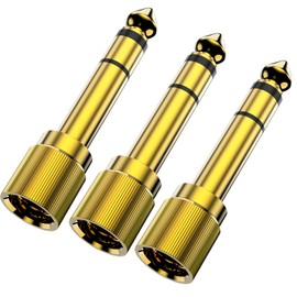 BERLAT Gold Plated 1/4 to 3.5mm Adapter, 6.35mm (1/4 inch) Male to 3.5mm (1/8 inch) Female Stereo Audio Adapter for Aux Cable, Guitar Amplifier, Headphone - 3pack Screw-On