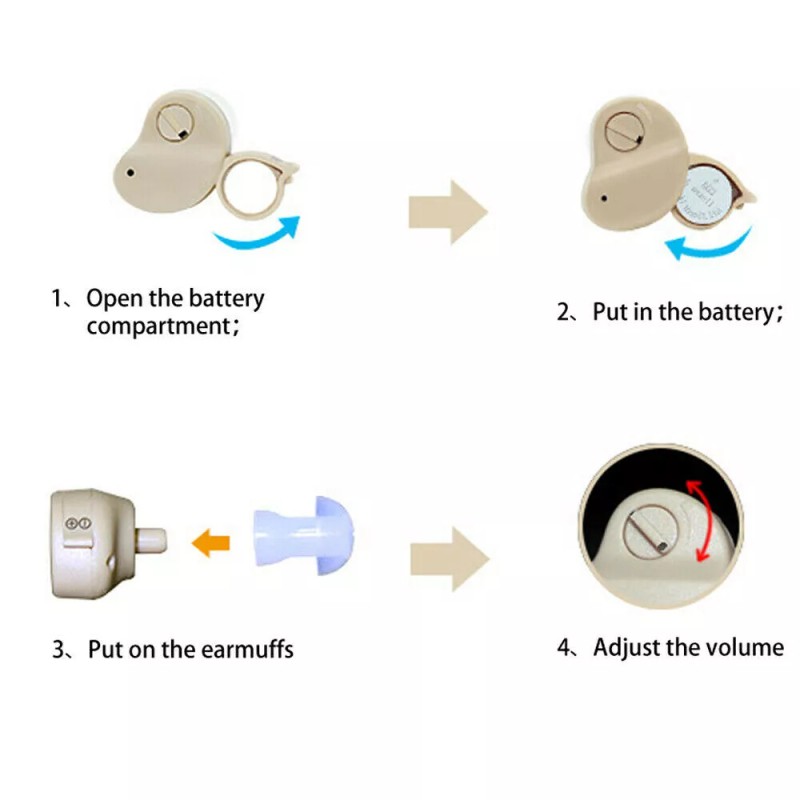 JahyShow 1/2PCS Small In Ear Invisible Best Sound Amplifier Adjustable