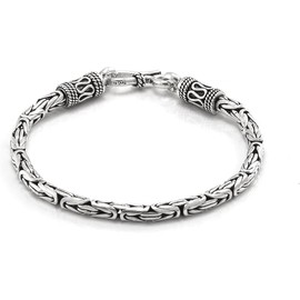 Treasure Bay Men's 925 Sterling Silver Chain Bracelet | Bali Style Silver Chain Bracelet for Men and Women 19.5CM, 21CM and 22 CM (22)