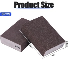 brtbrtsppt 6PCS Sanding Sponge, Sanding Blocks of 60/80/100/120/180/220 Assorted Grits, Flexible & Reusable, Sandpaper Block for Wood Drywall Metal, Hand Sand Block for Wet or Dry Sanding (Style 1)