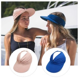 Qchomee Womens Sun Visor Hats Wide Brim Travel Sun Hat Foldable Beach Sun Protection Hat Anti-UV Summer Bucket Hat Floppy Hat UPF 50+ Camping Cycling Gardening Sun Hat Packable Beach Cap Pink