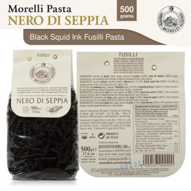 Morelli Squid Ink Pasta Fusilli (Rotini) - Organic Italian Pasta - Black Pasta Noodles - Durum Wheat Semolina - Nero Di Seppia Made in Italy - 1.1 Lb (500g) (2 pack)