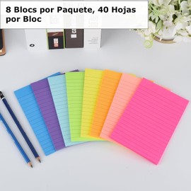 8Pcs Notas Adhesivas con Rayas, 320 Pestañas de Notas Autoadhesivas de 8 Varios Colores, 10x15cm Handy Separador De Libros para Páginas o Marcadores de Libros, Notas de Lectura, Archivos Clasificados
