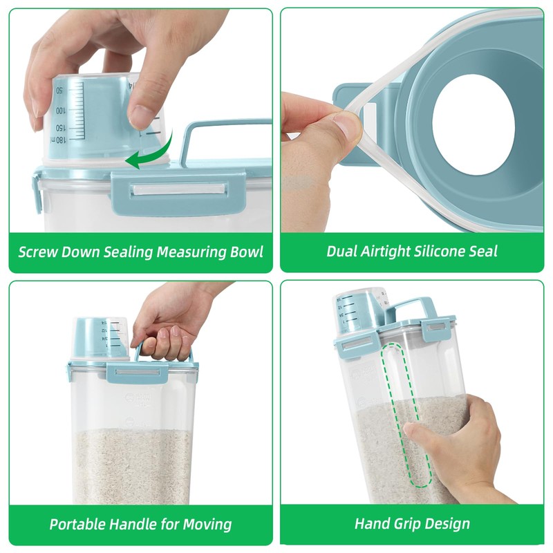 TBMax Rice Storage Container 3-5 Lbs Flour Container Cereal Dispenser