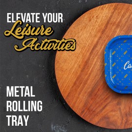 Vibes Premium Metal Tray- 7"x5.5"x0.3" Compact, Portable, and Designed for Your Leisure Time, Scratch-Resistant, and Travel-Friendly for On-The-Go Lifestyles (Blue Small)