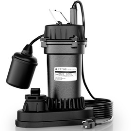 FOTING FOTING 3/4HP Submersible Sewage/Effluent Pump, 4500 GPH Cast Iron Septic Pump, 115V Automatic Tethered Float Switch, Sump Pump for Basement, Septic Tank, Basin, Sewage Well, Sewage System