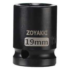 ZOYAKKI ZOYAKKI Shallow Impact Socket, SAE, 1/2 Inch Drive, 6 Point, Metric x 19 mm