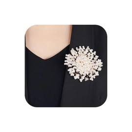 Charm White Pearl Brooch Pins for Women,Striking Large Pearl Flower Statement Costume Pin Graceful Wedding Anniversary Prom Jewelry Gifts (Pearl2)