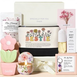 Drazik® Best Friend Gifts for Women, Pamper Gift Box for Bestie, Friendship Self Care Spa Bath Set, Relaxation Hamper, Birthday Present Ideas for Her, Female Friend, Thank You or Just Because