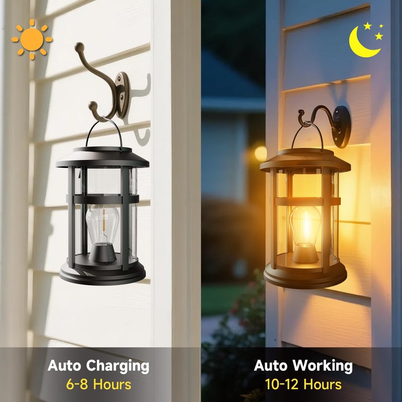 Electight Solar Lanterns Outdoor, 2 Pack Hanging Solar Lights for