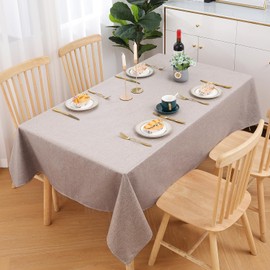 smiry Rectangular Table Cloth Wipe Clean 140x200 cm, Wipeable Water Resistant Linen Tablecloth, Fabric Washable Dining Table Cover for Kitchen Indoor Outdoor, Linen