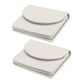 uxcell PU Leather Business Card Case, 2Pcs Business Name Card Holder Wallet with Magnetic Shut Pocket Holder for Women Credit ID Card, White