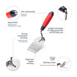 COMENSAL Masonry Trowel 60 mm - Plasterer's Spatula - Plastering Trowel - Stainless Steel - Plaster Trowel - Non-Slip Soft Grip - Made in EU