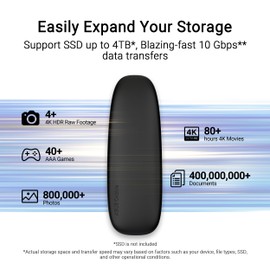 ASUS Cobble Portable M.2 NVMe® PCIe® SSD Enclosure, USB-C® 3.2 Gen 2x1, up to 10 Gbps Transfer speeds, IP55 Water and Dust-Resistance, Thermal pad, Windows 11 and macOS Support