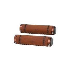 Gusti Sonny C. Genuine Leather Handlebar Grip Bicycle Handle Brown Leather Metal Ring