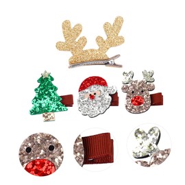 Mikinona Xmas Hairpin Hair Accessories 4pcs Christmas Glitter Barrettes Girls Hair Clips Set
