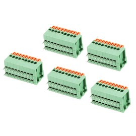 sourcing map 5 Packs PCB Spring Clamp Block Connector KF141R 150V 2A 2.54mm 9 Positions 90 Degree for PCB Board Electronics Computer