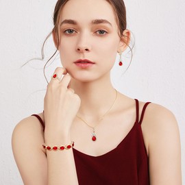 Clearine Wedding Teardrop Marquise Necklace Earrings Tennis Bracelet Ring Set, Cubic Zirconia Gold Set for Bridesmaid, Christmas, Birthday, Valentine's Day, Mother's Day, Prom, Jewellery Gift, Cubic