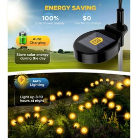 URAGO Solar Lights for Outside, New Upgraded Solar Garden Light with 48 LED Crystal Bubble Bulbs, Solar Light Outdoor Waterproof, Firefly Lights Outdoor Yard Patio Pathway Christmas Decorations