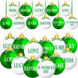 St Patrick Ornament Tree Decoration Shamrock Hanging Decor Sequin Ball Ornament for Tree St. Patrick's Day Mardi Gras Ball Decorations for Home Party Shelf Good Luck Irish Clover Baubles Festival