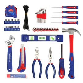 WORKPRO Home Tool Kit, 100 Piece Kitchen Drawer Household Hand Tool Set with Easy Carrying Pouch