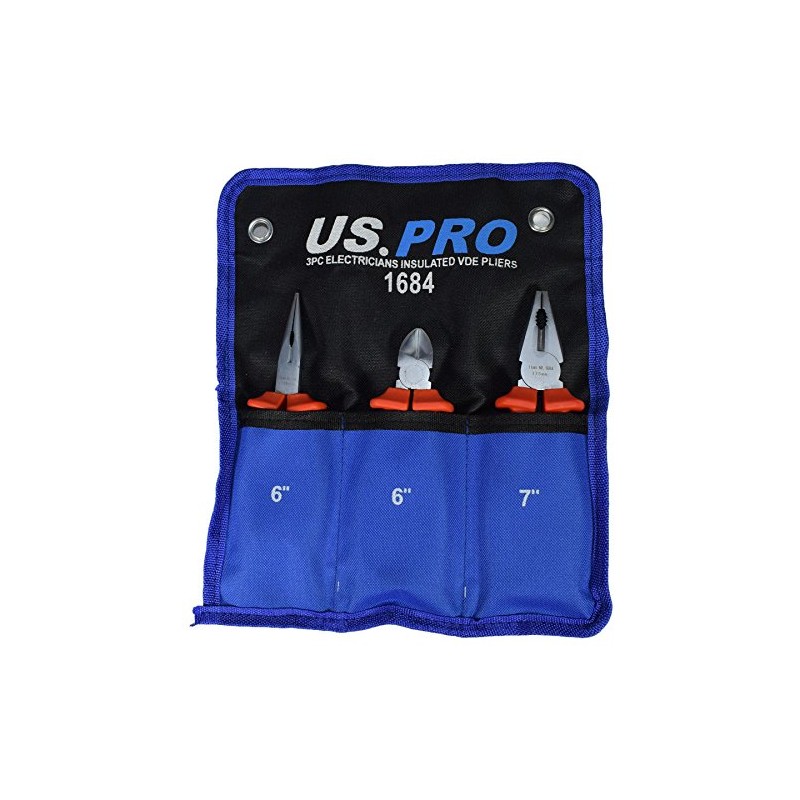 VDE Insulated Electrical Electricians Plier Set Cutters Combo Long Nose