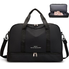 Expandable Travel Duffel Bag,Travel Duffle Bag,H HOME-MART Tote Sports Gym Bag, Shoulder Overnight Weekender Bag Travel Duffel Bags for Women & Men, Hospital Bag with Trolley Sleeve/Wet Pocket