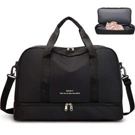 Expandable Travel Duffel Bag,Travel Duffle Bag,H HOME-MART Tote Sports Gym Bag, Shoulder Overnight Weekender Bag Travel Duffel Bags for Women & Men, Hospital Bag with Trolley Sleeve/Wet Pocket
