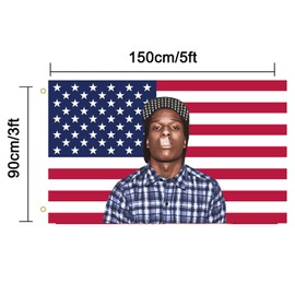 MAGJIUKE Rapper Rocky American Flag Tapestry 3x5 Ft - rap Asap USA Poster for Bedroom Living Room Funny Decor