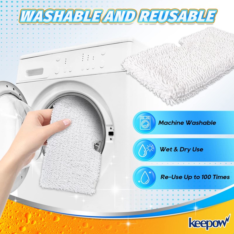KEEPOW Steam Mop Replacement Pads 1+1 Pack Compatible with Shark