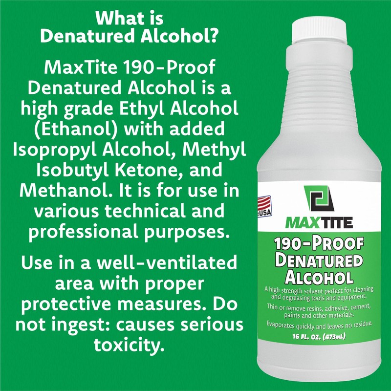 MAXTITE 190-Proof Virgin Denatured Alcohol (16oz, 8)