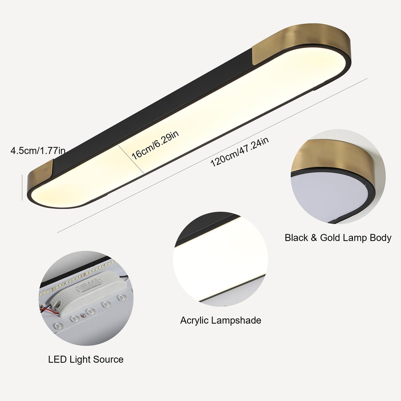 Tioolo Dimmable LED Ceiling Lights Flush Mount Ceiling Light 4FT