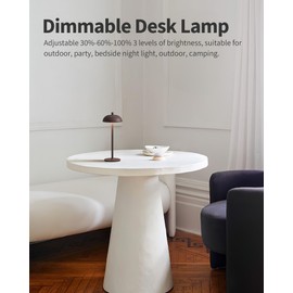 NEWSEE Cordless LED Table Lamp Set of 2, Modern Portable Desk Lamp, 3 Color Stepless Dimming Built-in Rechargeable Battery Lights, for Bedroom, Patio, Outdoor, Restaurant, Bedside Night Lamp(Brown)