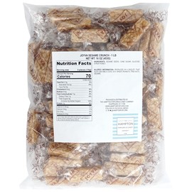 Sesame Crunch Bars, 1 Pound Bulk Bag, Honey Sesame Individually Wrapped Candy Bars, The Hampton Popcorn & Candy Company