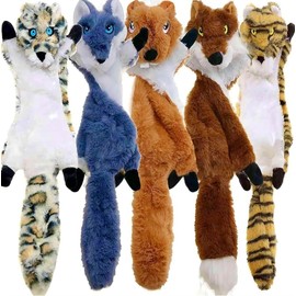 Tail Twist Dog Interactive Crinkle Plush Toy Pack of 5, Dog Squeaky Toy, Pet Teething Chewing Toy Set, No Stuffing, for Medium and Large Dogs, Durable and Interactive