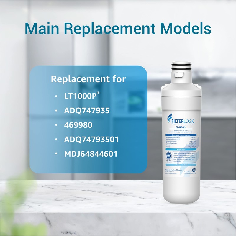 Filterlogic LT1000PC ADQ747935 MDJ64844601 NSF Certified Refrigerator Water Filter and