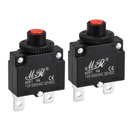 uxcell Thermal Circuit Breaker 125/250V AC Push Button Manual Reset Overload Protection Switch 4A