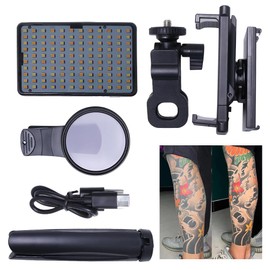 Tattoo Equipment and Supplies, Photographic Equipment, 120 LED Selfie Light with CPL Polarized Light Filters for Phone,TikTok Remove Glare LED Tattoo Light with Clips for Taking Tattoo Photos
