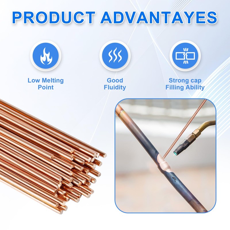 30Pcs Copper Brazing Rods, Phosphor Copper Solder, Phosphor Copper Round