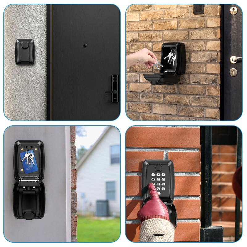 AMIR Key Lock Box for Outside, Wall Mounted Lockbox, 12-Digit