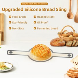 Silicone Bread Sling for Dutch Oven, Non-Stick & Easy Clean Reusable Silicone Bread Baking Mat with Long Handles, 2 Pcs Round Odor-Free Bread Baking Mat Set, Easy to Transfer Sourdough Bread