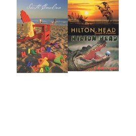 Lunch Money Hilton Head, South Carolina Postcard Pack of 3 Postcards Featuring Hilton Head's Beautiful Beaches, Sunsets Over the Ocean, Alligator Gator on Golf Course