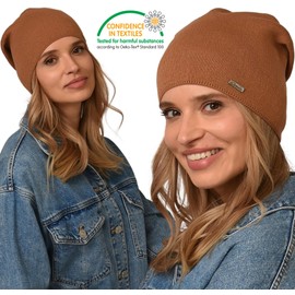 Alur EKO Women's Beanie Winter Hat Knitted Hat Warm Elastic Elegant Winter Hat Soft Yarn Stylish Universal Warm, caramel