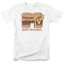 Popfunk MTV Hamburger Logo Unisex Adult T-Shirt - White - Large
