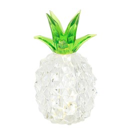 H&OUR Silver Pineapple Glass LED Lamp, Battery-Operated Crystal Decorative Light for Bedroom, Living Room, or Holiday Décor