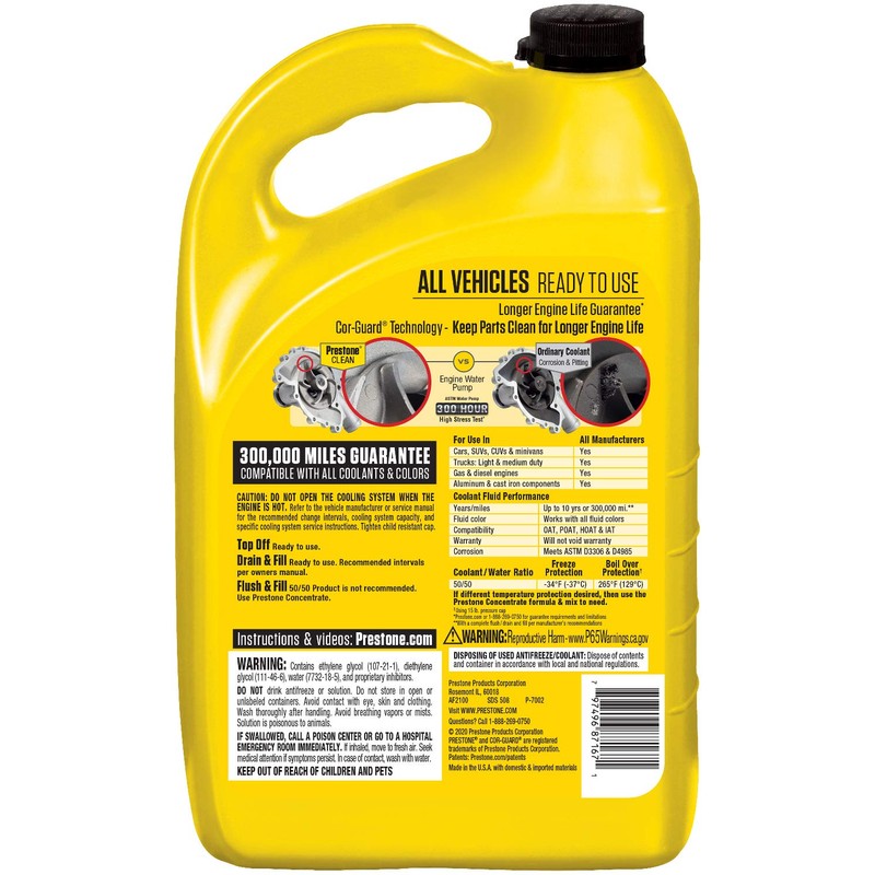 Prestone AF2100-6PK Extended Life 50/50 Antifreeze - 1 Gallon, (Pack