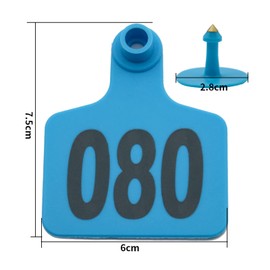 100PCS Cattle Ear Tags Numbered 001-100, Plastic Livestock Animal Ear Tag for Cows Goats Sheep Pigs Animal Identification Earring Tagger (Blue)